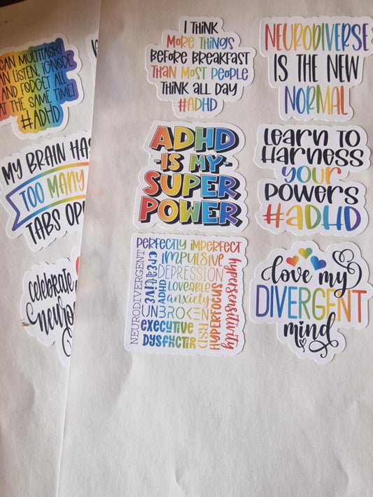 12 ADHD Awareness Stickers
