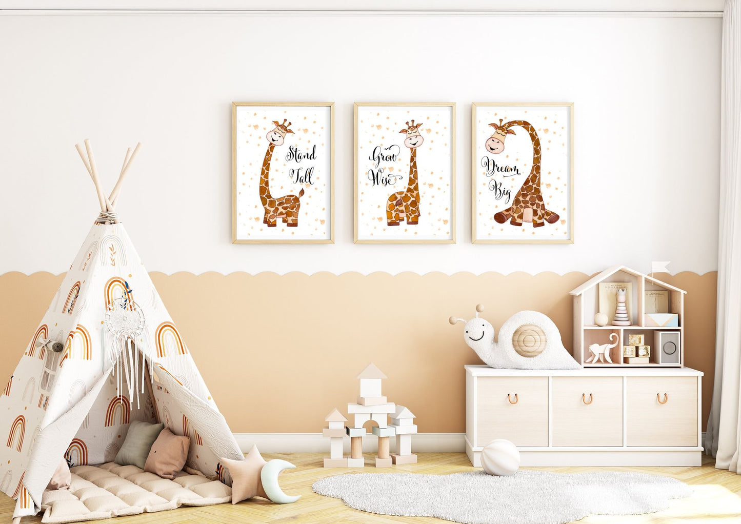 Set Of 3 Giraffe Prints